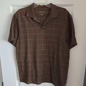 Van Heusen Men's Brown Checkered Polo Shirt